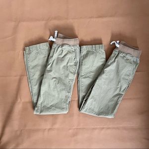 Lands End (2) pair Boys Khaki Pants Size 10-12 slim